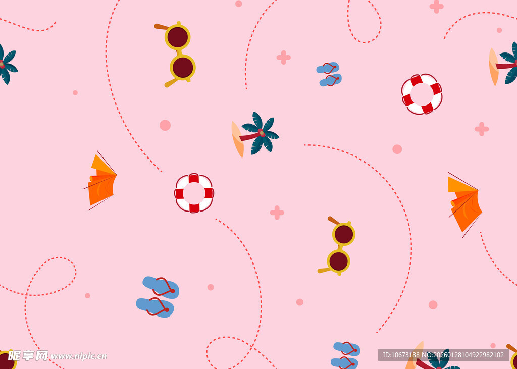 粉色童趣运动元素无缝图案
