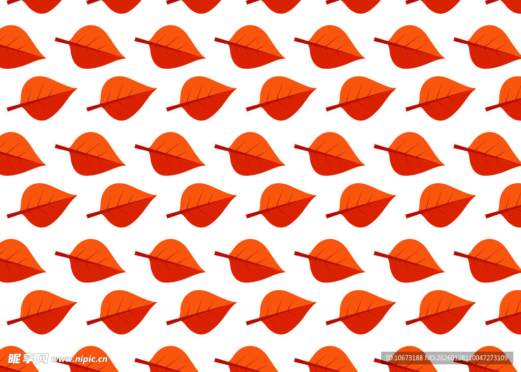 红色叶子无缝图案背景