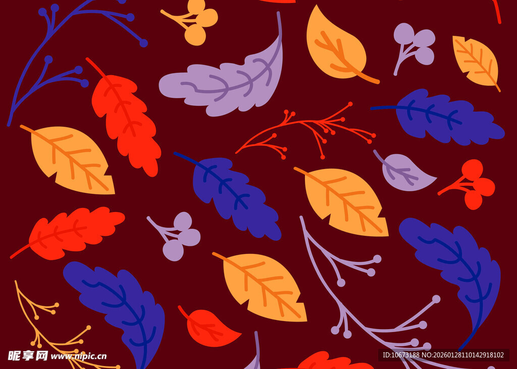多彩秋叶图案背景