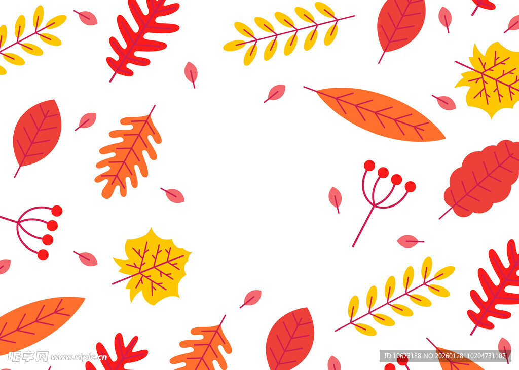 秋季缤纷树叶图案背景