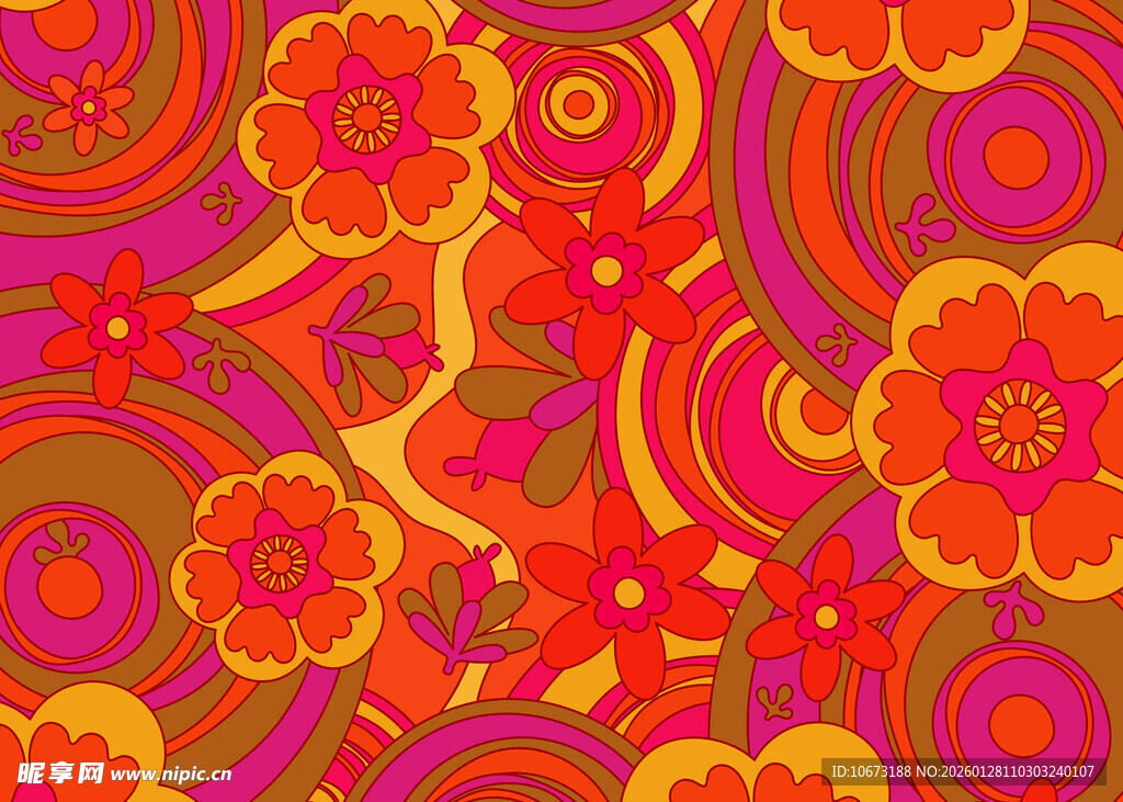 绚丽多彩花卉图案背景