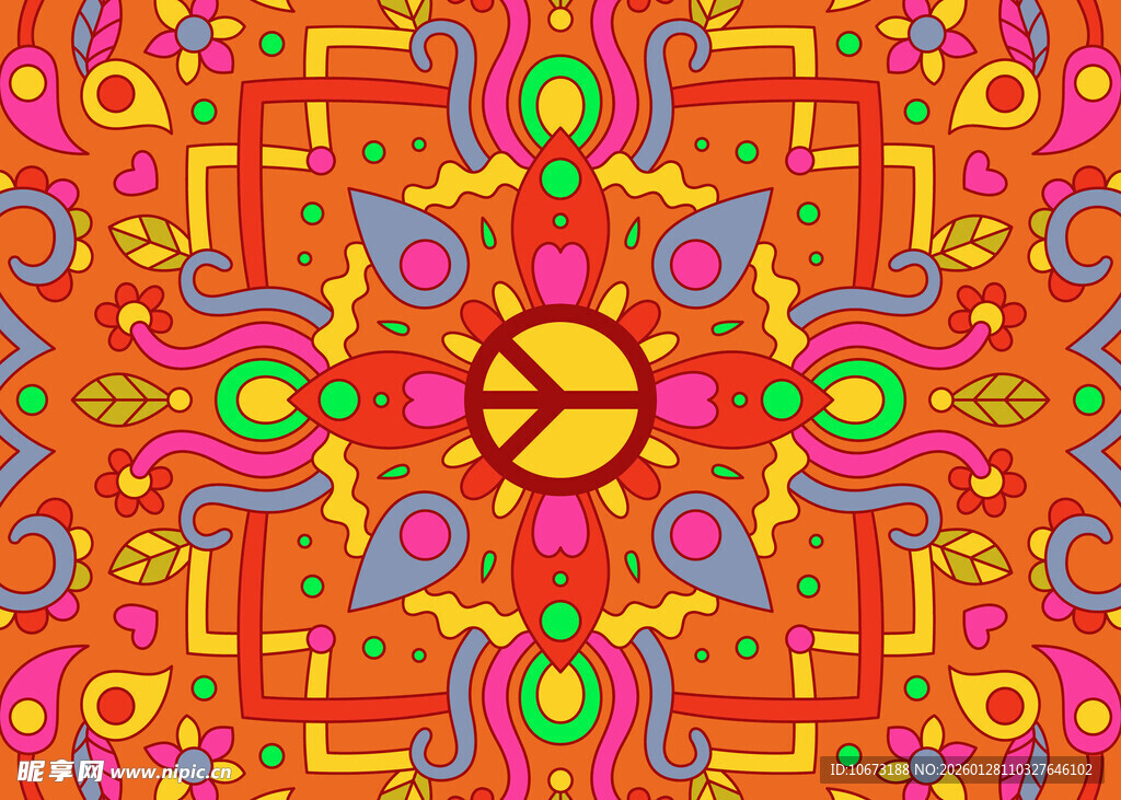 多彩对称几何图案纹理