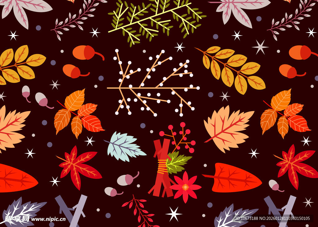 秋季多彩树叶图案背景