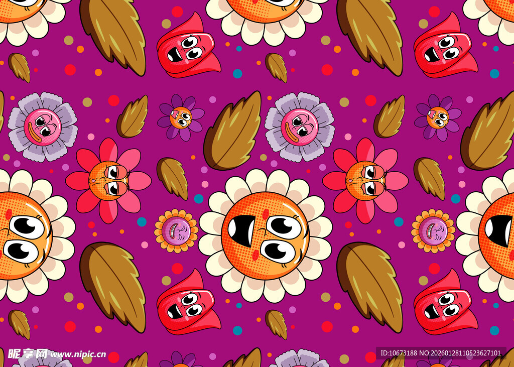 卡通动物花卉图案背景