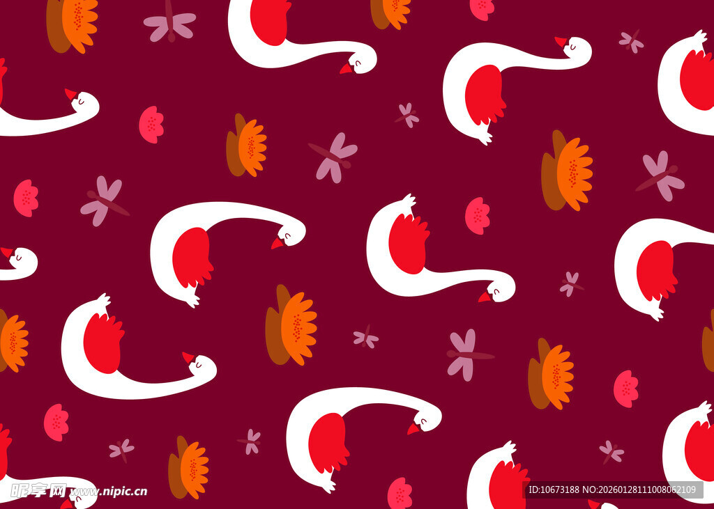 深红背景多彩图案纹理