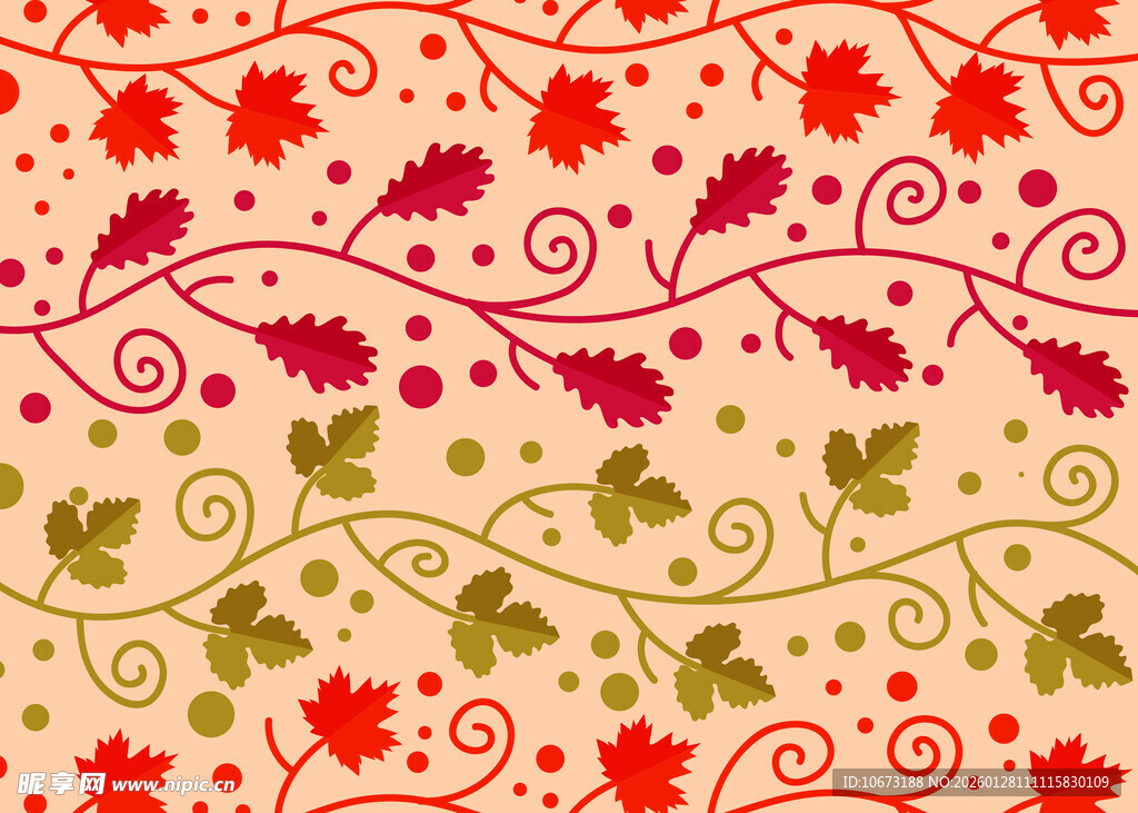 秋季藤蔓枫叶图案背景