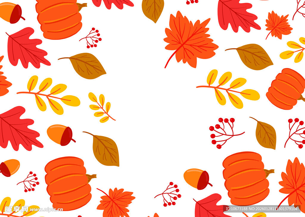 秋季元素边框图案设计