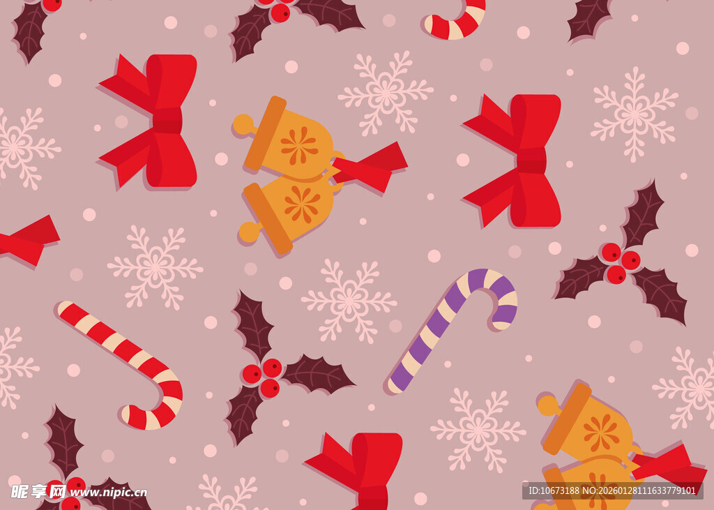 圣诞元素无缝图案背景