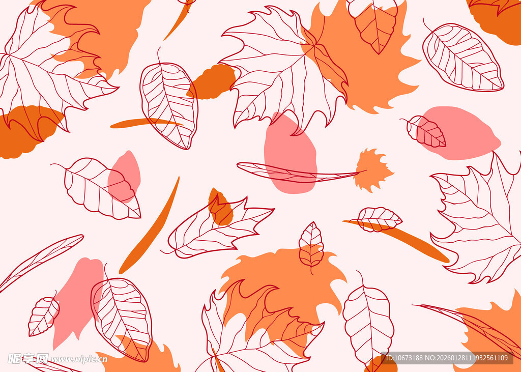 秋季枫叶树叶图案背景