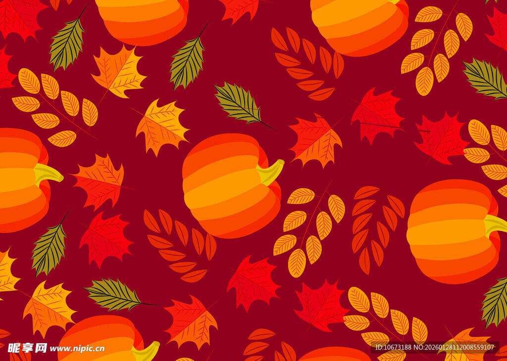 秋季南瓜枫叶图案背景