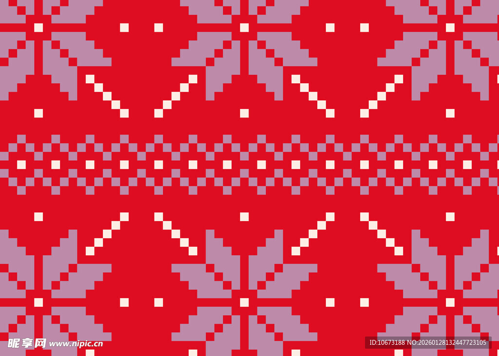 圣诞雪花红色针织图案