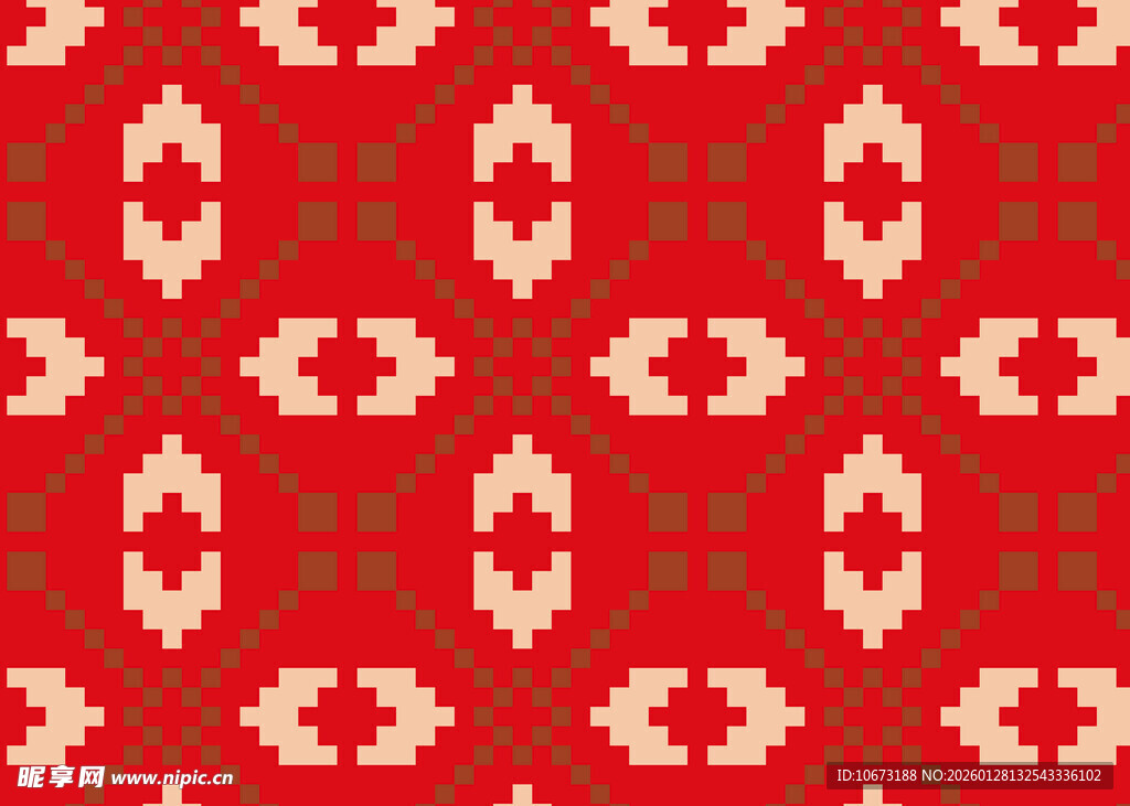 红色几何图案无缝花纹