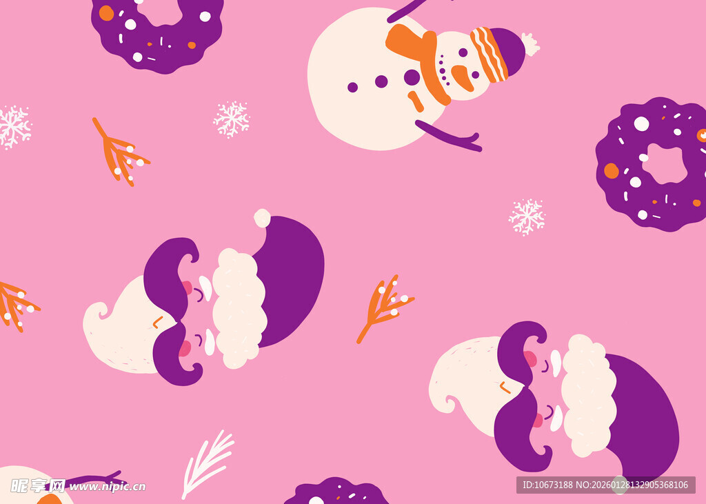 粉色圣诞主题无缝图案