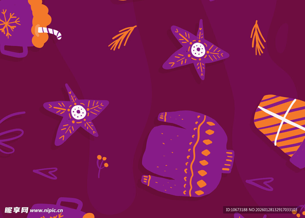 紫色海底世界可爱海洋元素