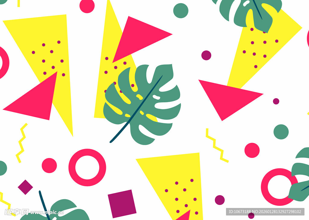 几何植物图案无缝背景