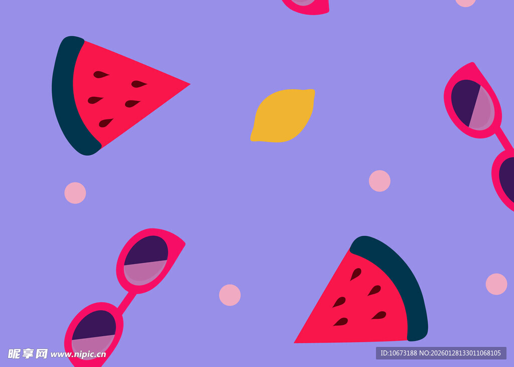 夏日清凉元素插画