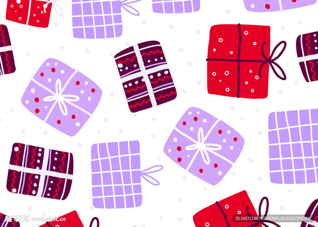 多彩礼品盒无缝图案背景