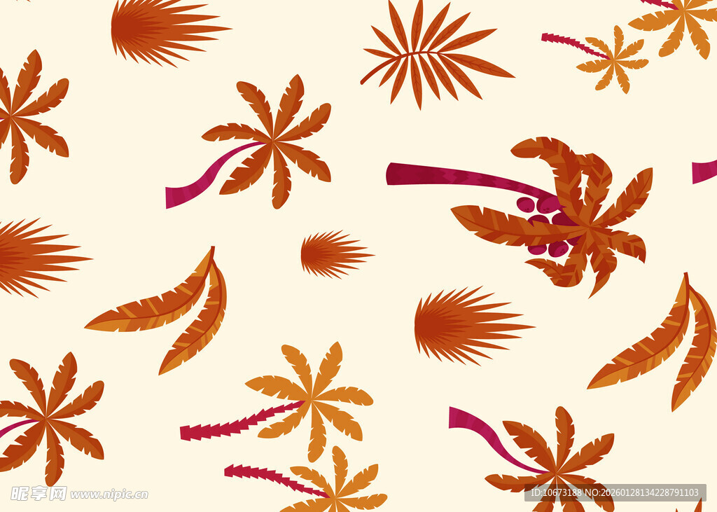 热带植物花纹图案背景