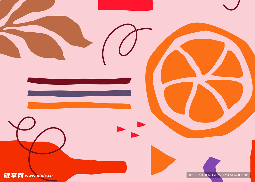 多彩几何水果图案背景