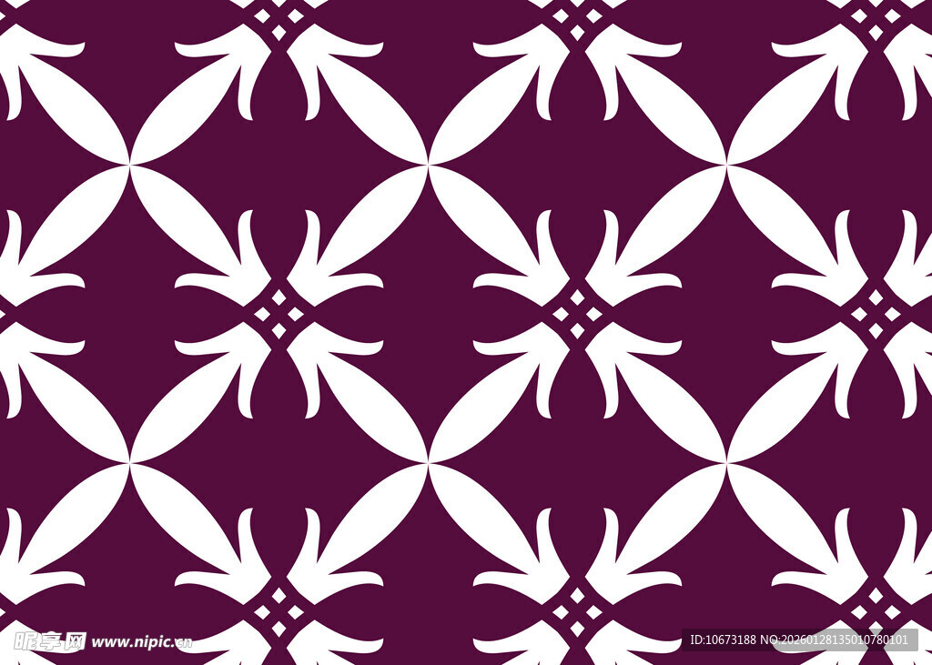 紫色底白色几何花卉图案