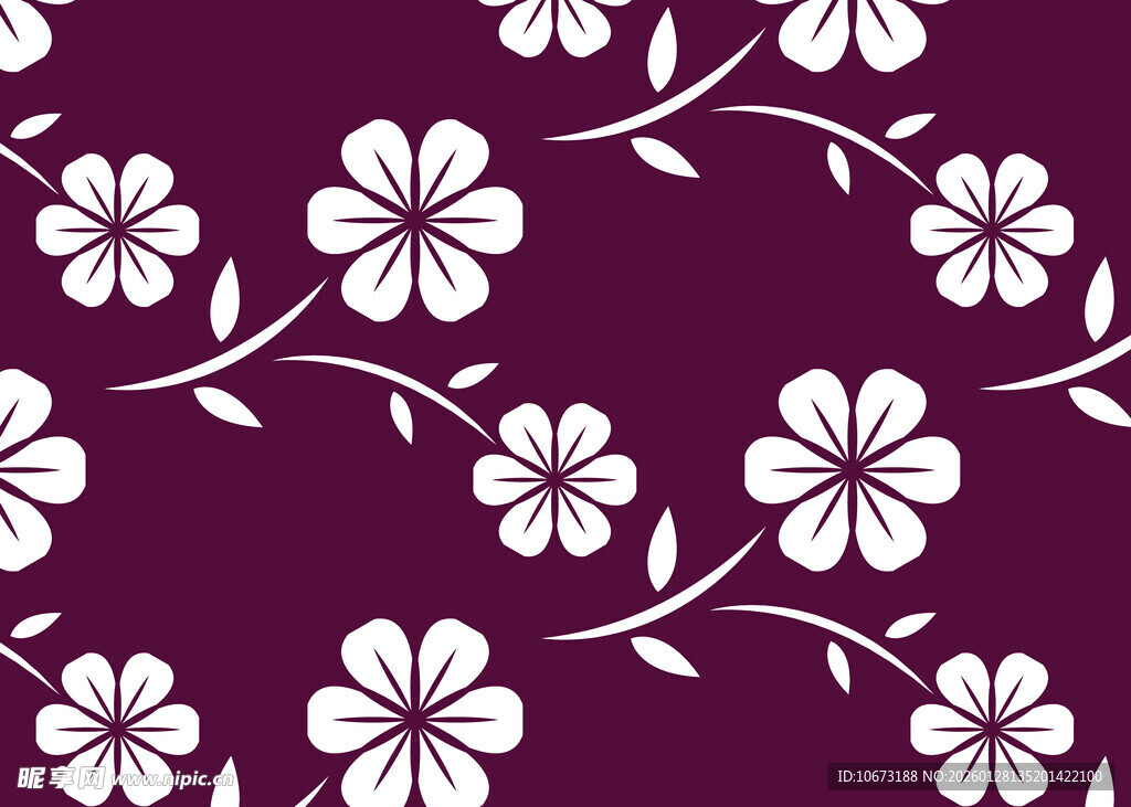 紫色底白色花卉图案背景