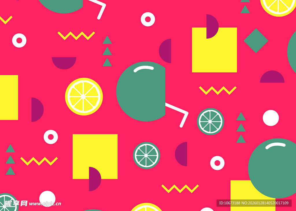 多彩几何水果图案背景