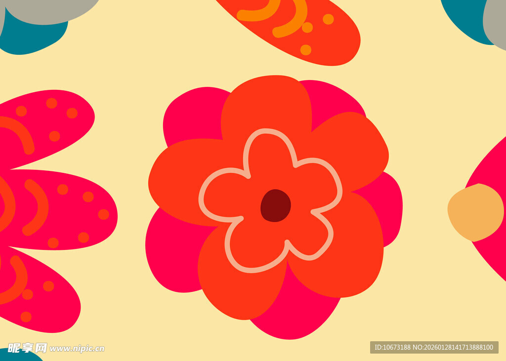 多彩花卉图案设计元素