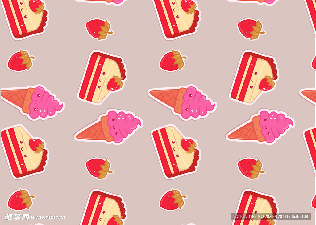 缤纷甜点无缝图案