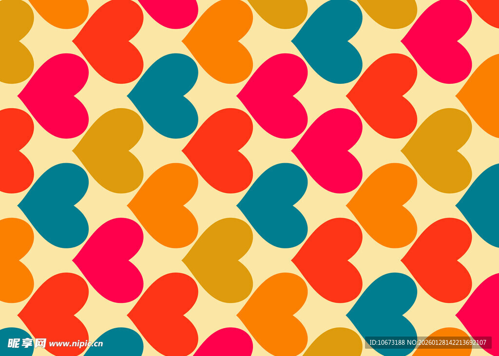 多彩心形几何图案背景