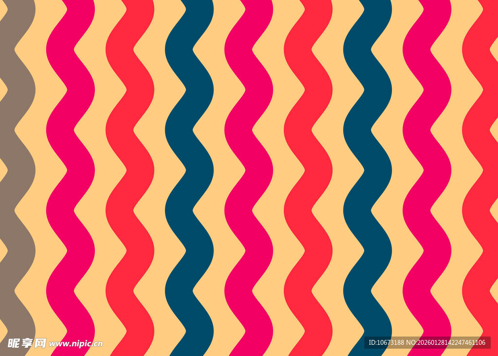 彩色波浪条纹几何图案