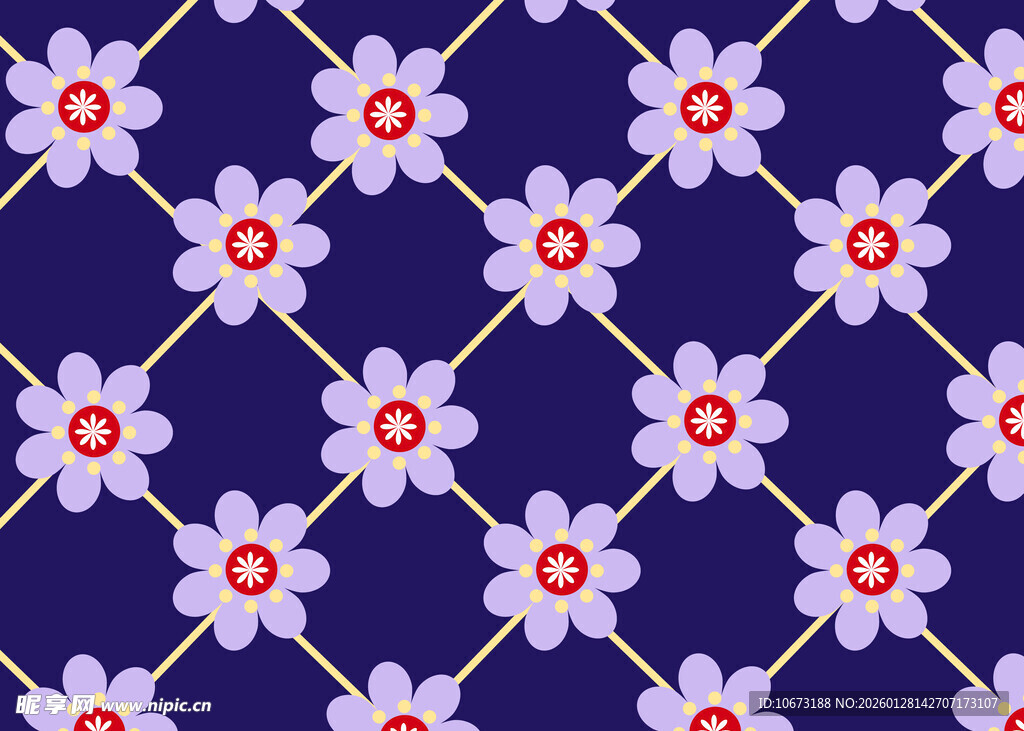 紫色花卉几何图案背景