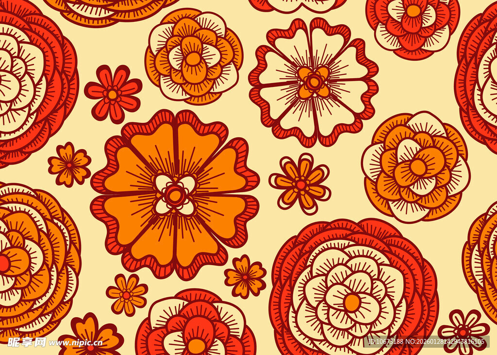 手绘花卉图案背景