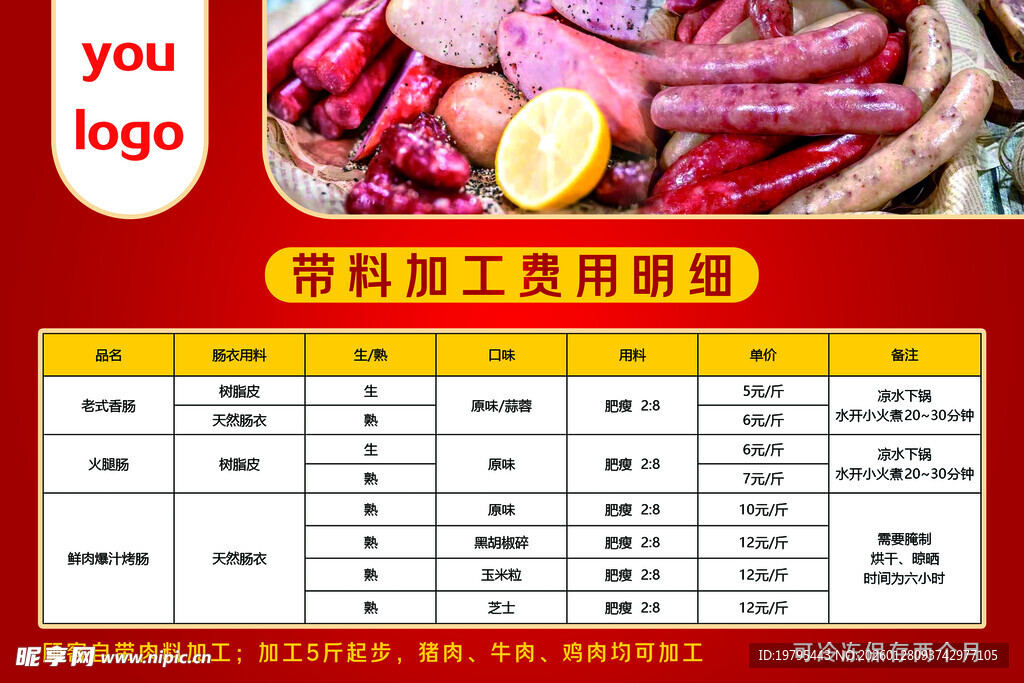 手工香肠价格表