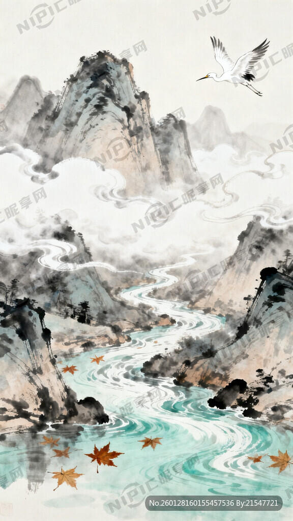 新中式国画山水风景动态图