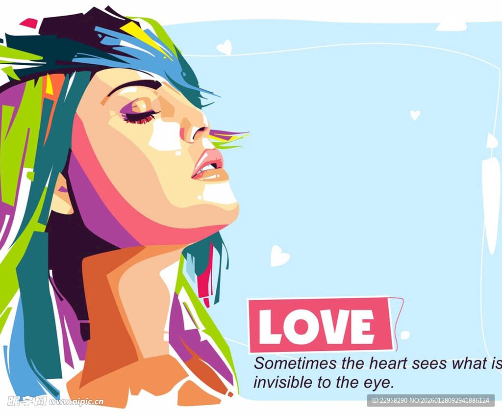 爱甜心女孩矢量图