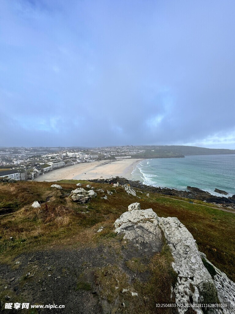 海岸风光 远眺碧海与沙滩