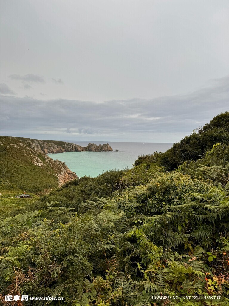 海岸绿意盎然的秀丽风光