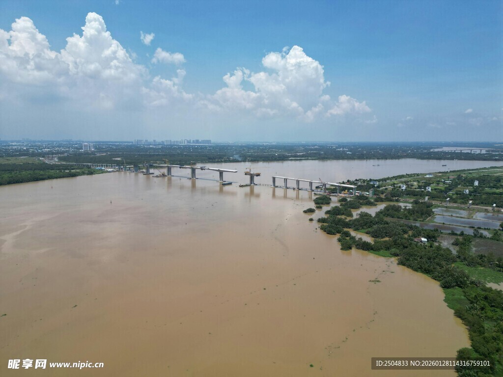 俯瞰壮丽江河大桥景象
