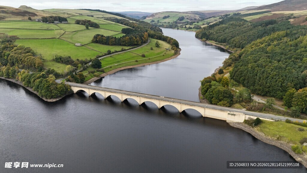 美丽河谷中的宽阔河流