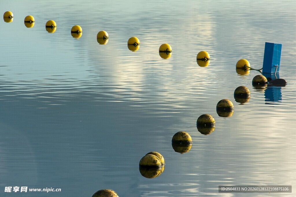 水面上的浮标排列景观