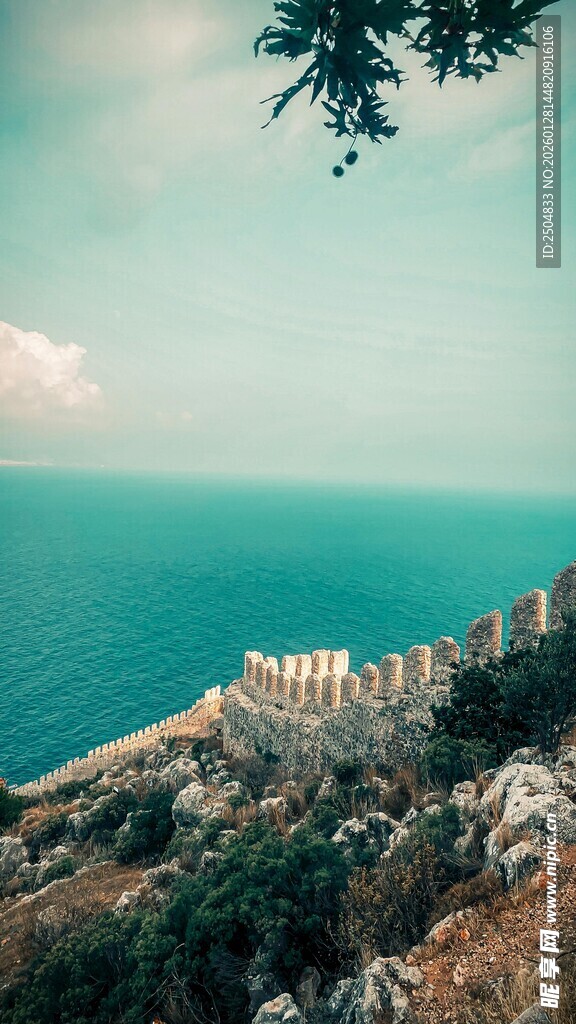 俯瞰碧海旁的城市景观