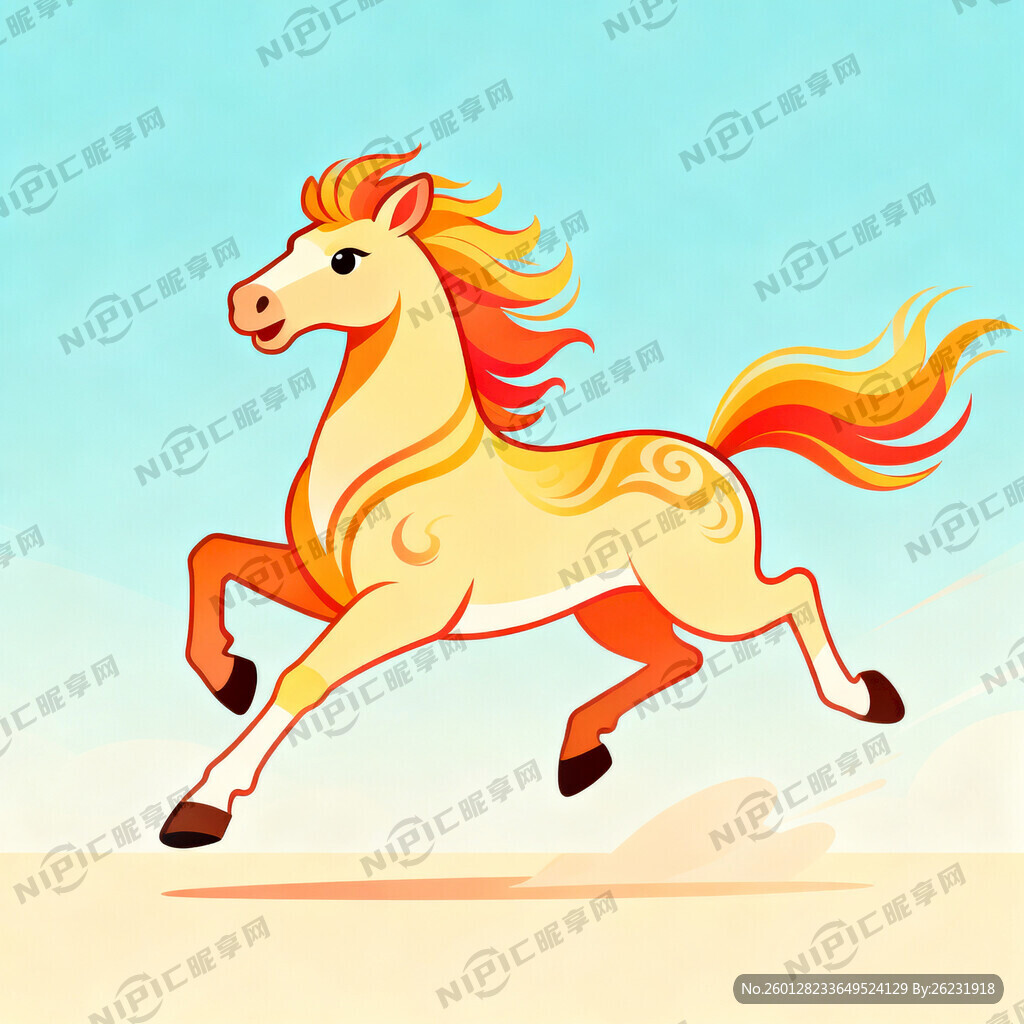 春晚吉祥物骐骥驰骋矢量图