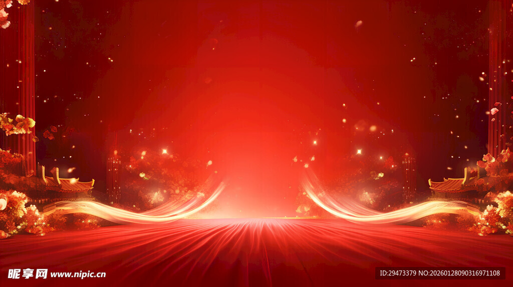 红色梦幻舞台背景