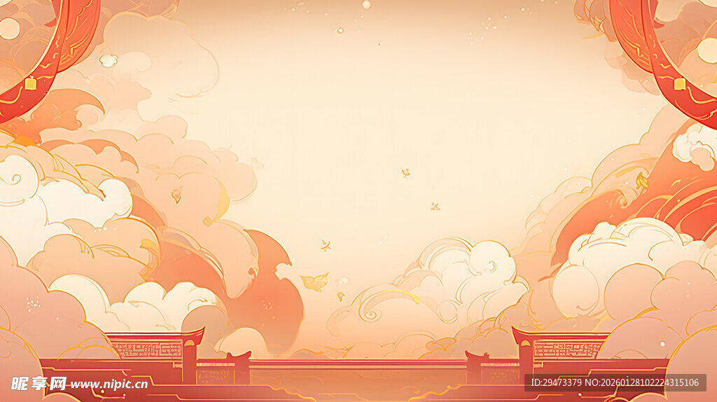 中式云端场景梦幻氛围