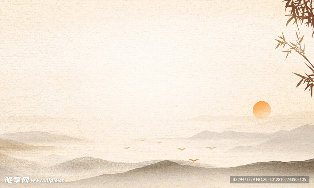 日出沙丘旁 竹影映霞光