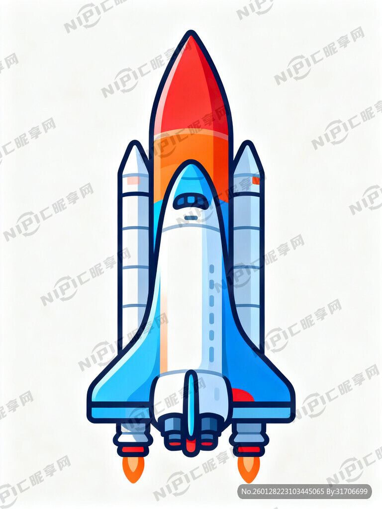 运载火箭  卡通  颜色漂亮 