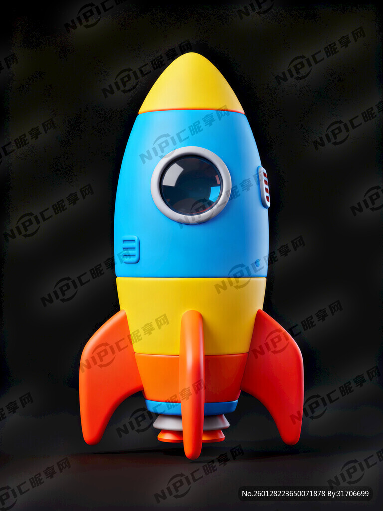 运载火箭  卡通  颜色漂亮 