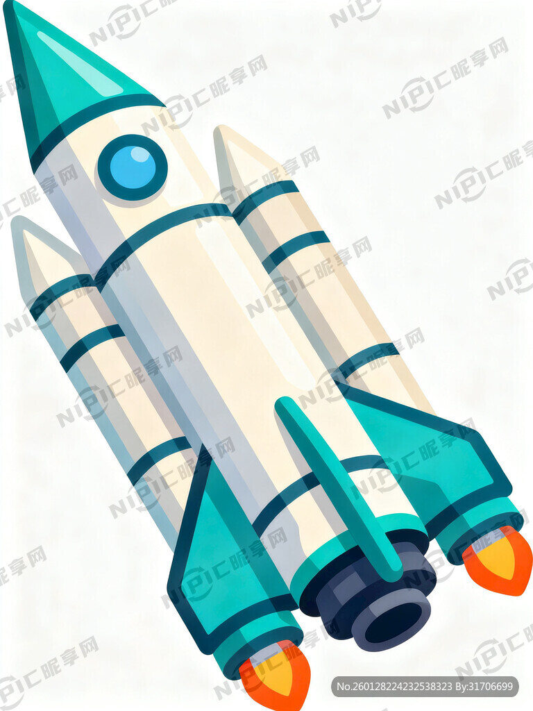 运载火箭  卡通  颜色漂亮 