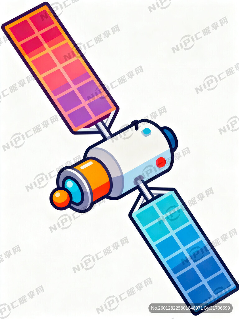 人造卫星  颜色漂亮  卡通 