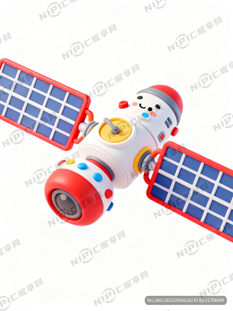 人造卫星  颜色漂亮  卡通 